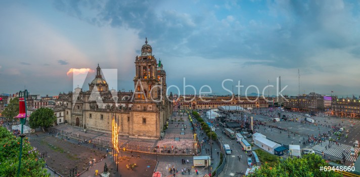 Picture of Zocalo square and Metropolitan cathedral of Mexico city